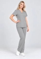komplet medyczny damski, szary, popiel, komplet chirurgiczny, kobiecy, stylowy, uniform, mundurek medyczny, bluza medyczna, spodnie medyczne, komplet popielaty