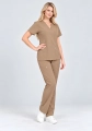 komplet medyczny damski, beż, damski komplet beżowy, komplet chirurgiczny, kobiecy, stylowy, uniform, mundurek medyczny, bluza medyczna, spodnie medyczne, damski uniform