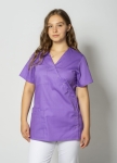 Games damska bluza medyczna Edyta, zapinana na napy, asymetryczny przód, dopasowany krój, krótki rękaw