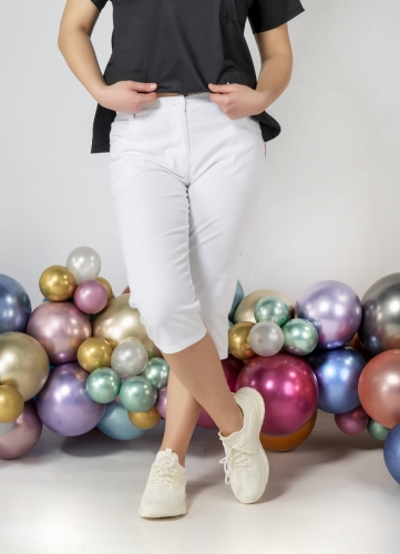 Games spodnie rybaczki Lena, za  kolano, zapinane na zamek i guzik, dopasowany krój